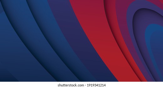 Blue and red abstract background. Modern red blue wavy geometric texture with stylish paper cut design suit for presentation background. Patriot modern background with overlap layer