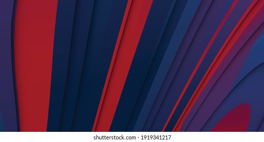 Blue and red abstract background. Modern red blue wavy geometric texture with stylish paper cut design suit for presentation background. Patriot modern background with overlap layer