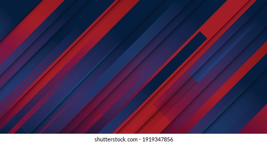 Abstrakter blauer und roter Hintergrund. Moderne rote, blau gewellte geometrische Textur mit stilvollem Papierschnitt-Designanzug für Präsentationshintergrund. Moderner Patriot-Hintergrund mit Überlappungsschicht