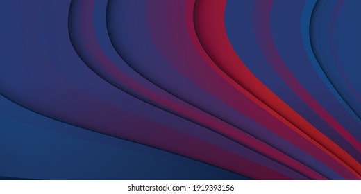 Fondo abstracto azul y rojo. Textura geométrica ondulada de color rojo moderno con un diseño elegante de corte de papel para fondo de presentación. Patriot fondo moderno con capa superpuesta