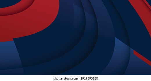 Abstrakter blauer und roter Hintergrund. Moderne rote, blau gewellte geometrische Textur mit stilvollem Papierschnitt-Designanzug für Präsentationshintergrund. Moderner Patriot-Hintergrund mit Überlappungsschicht