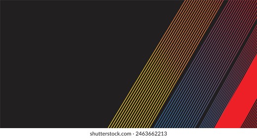 Blue red abstract background with shiny red lines on yellow orange background vector