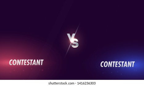 Blue and red abstract background with versus monogram. Lightning bolt and chrome letters. Team competition. Eps10 vector