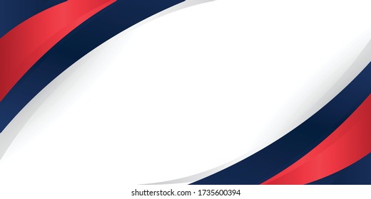 Blue and red abstract curve or wave shapes on white background. Blue red silver gradient white box rectangle abstract background vector presentation design