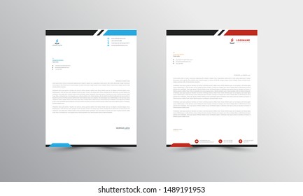 Blue and red Abstract Letterhead Design Template - vector