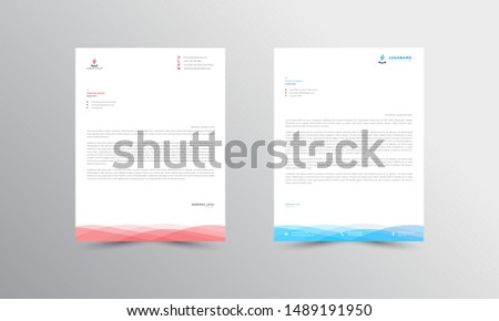 Blue and red Abstract Letterhead Design Template - vector