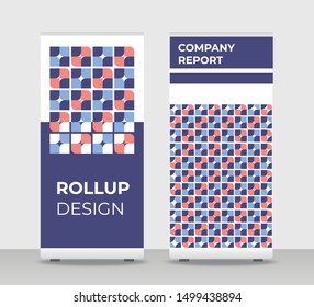 Blue red Abstract Shapes Modern Exhibition Advertising Trend Business Roll Up Banner Stand Poster Brochure flat design template creative concept. Blue red Roll Up EPS. Presentation Cover