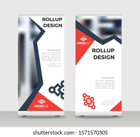 Blue red Abstract Shapes Modern Exhibition Advertising Trend Business Roll Up Banner Stand Poster Brochure flat design template creative concept. Blue red Roll Up EPS. Presentation Cover