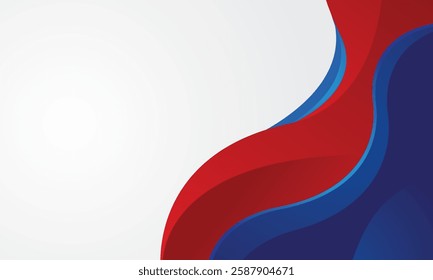 Blue and red abstract shiny waves background. Futuristic wavy banner design