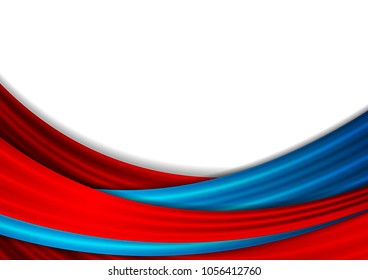 Blue and red abstract smooth waves background. Vector design