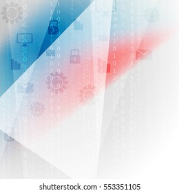 Diseño vectorial de comunicación tecnológica abstracta azul con código de sistema binario