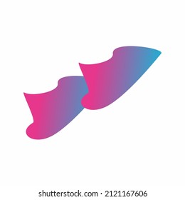 logotipo de vector abstracto azul y rojo Dibujo de pintura. Símbolo de gotas luminosas. Droplets. Línea ondulada. Aves abstractas.