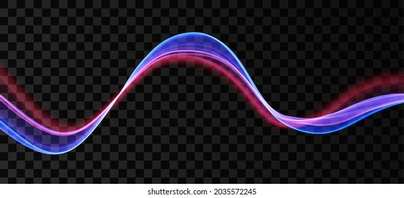 Ola abstracta azul y roja. Diseño de la línea mágica. Elemento de movimiento de curva de flujo. Ilustración ondulada de gradiente neón.