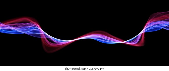 Blue and red abstract wave. Magic line design. Flow curve motion element. Neon gradient wavy illiustration.