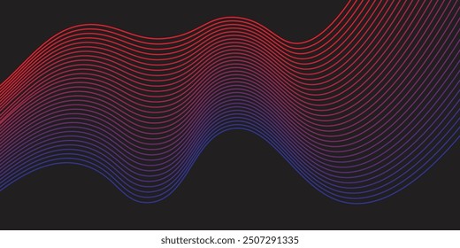 Blue and red abstract wave. Magic line design. Flow curve motion element. 