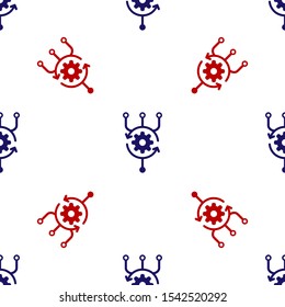 Blue and red Algorithm icon isolated seamless pattern on white background. Algorithm symbol design from Artificial Intelligence collection.  Vector Illustration