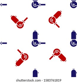 Blue and red Angle grinder icon isolated seamless pattern on white background.  Vector Illustration