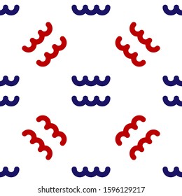 Blue and red Aquarius zodiac sign icon isolated seamless pattern on white background. Astrological horoscope collection.  Vector Illustration