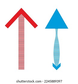 Blue and red arrow isolated on white background
