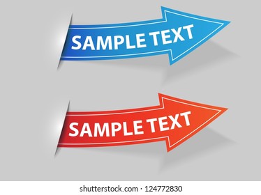 blue and red arrow / vector label