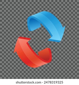 Blue and red arrows creating a cycle motion. Vector illustration. 