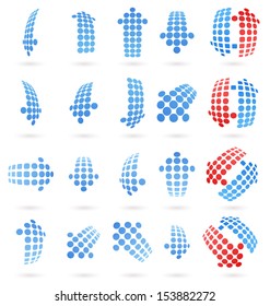 Blue and red arrows like 3d dots.