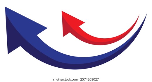 Blue and Red arrows set. Curved arrows. Arrow sign. Flat style icons.