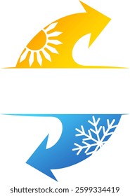 Blue red arrows and sun snowflake banner