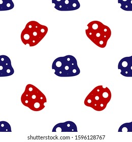 Blue and red Asteroid icon isolated seamless pattern on white background.  Vector Illustration
