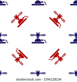 Blue and red Automatic irrigation sprinklers icon isolated seamless pattern on white background. Watering equipment. Garden element. Spray gun icon.  Vector Illustration