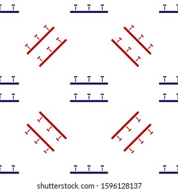 Blue and red Automatic irrigation sprinklers icon isolated seamless pattern on white background. Watering equipment. Garden element. Spray gun icon.  Vector Illustration