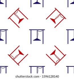 Blue and red Automatic irrigation sprinklers icon isolated seamless pattern on white background. Watering equipment. Garden element. Spray gun icon.  Vector Illustration