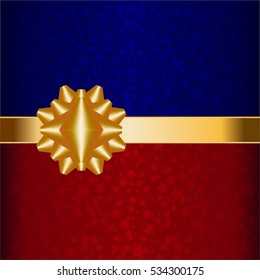 Blue red background. Bow and stars.