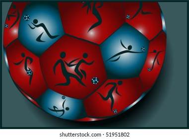 blue red background football, isolated on white background, clipping path included, vector
