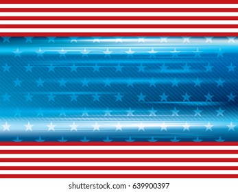 Blue and red background with stars pattern and shine of lights. Abstract vector background in celebration of the Independence of the USA on July 4, 1776.