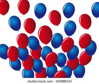 blue and red balloons over white background. vector illustration