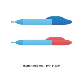 Lápiz de ballpoint azul y rojo aislado vector
