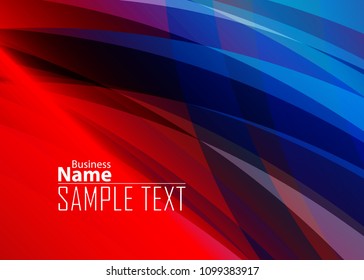 Blue and red banner abstract template for card. Metal Background with waves and reflections. Business background, silver, illustration. Illustration of abstract background with a metallic element