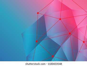 Blue and red banner abstract template for card. Metal Background with waves and reflections. Business background, silver, illustration. Illustration of abstract background with a metallic element
