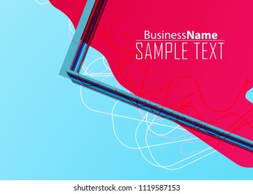 Blue and red banner abstract template for card. Metal Background with waves and reflections. Business background, silver, illustration. Illustration of abstract background with a metallic element
