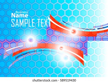 Blue and red banner abstract template for card. Metal Background with waves and reflections. Business background, silver, illustration. Illustration of abstract background with a metallic element