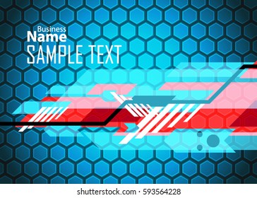 Blue and red banner abstract template for card. Metal Background with waves and reflections. Business background, silver, illustration. Illustration of abstract background with a metallic element