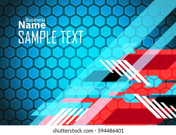 Blue and red banner abstract template for card. Metal Background with waves and reflections. Business background, silver, illustration. Illustration of abstract background with a metallic element