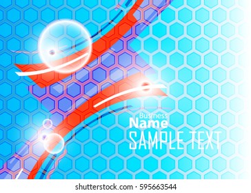 Blue and red banner abstract template for card. Metal Background with waves and reflections. Business background, silver, illustration. Illustration of abstract background with a metallic element
