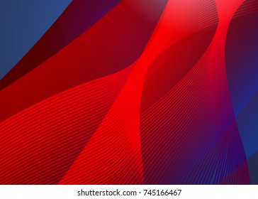Blue and red banner abstract template for card. Metal Background with waves and reflections. Business background, silver, illustration. Illustration of abstract background with a metallic element