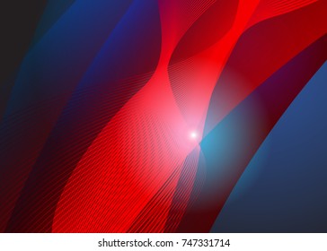 Blue and red banner abstract template for card. Metal Background with waves and reflections. Business background, silver, illustration. Illustration of abstract background with a metallic element