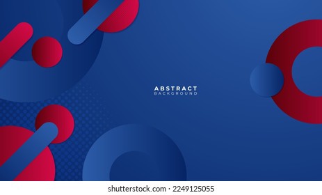 formas geométricas de banner rojo azul abstractas diseño de fondo de tecnología moderna. Plantilla web de fondo de patrón de banner de diseño de presentación gráfica abstracta de vectores.