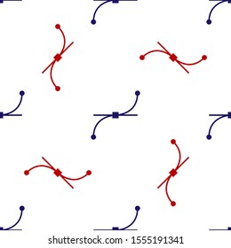 Blue and red Bezier curve icon isolated seamless pattern on white background. Pen tool icon.  Vector Illustration