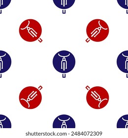 Blue and red Bicycle icon isolated seamless pattern on white background. Bike race. Extreme sport. Sport equipment.  Vector