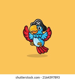 Blue red bird esports mascot logo design. Pirate bird gaming logo